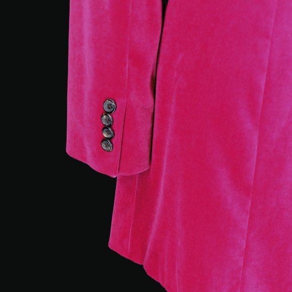 J Peterman Velvet Jacket Riding Coat Long 3 Button Equestrian Tailored Fuschia - Picture 5 of 9
